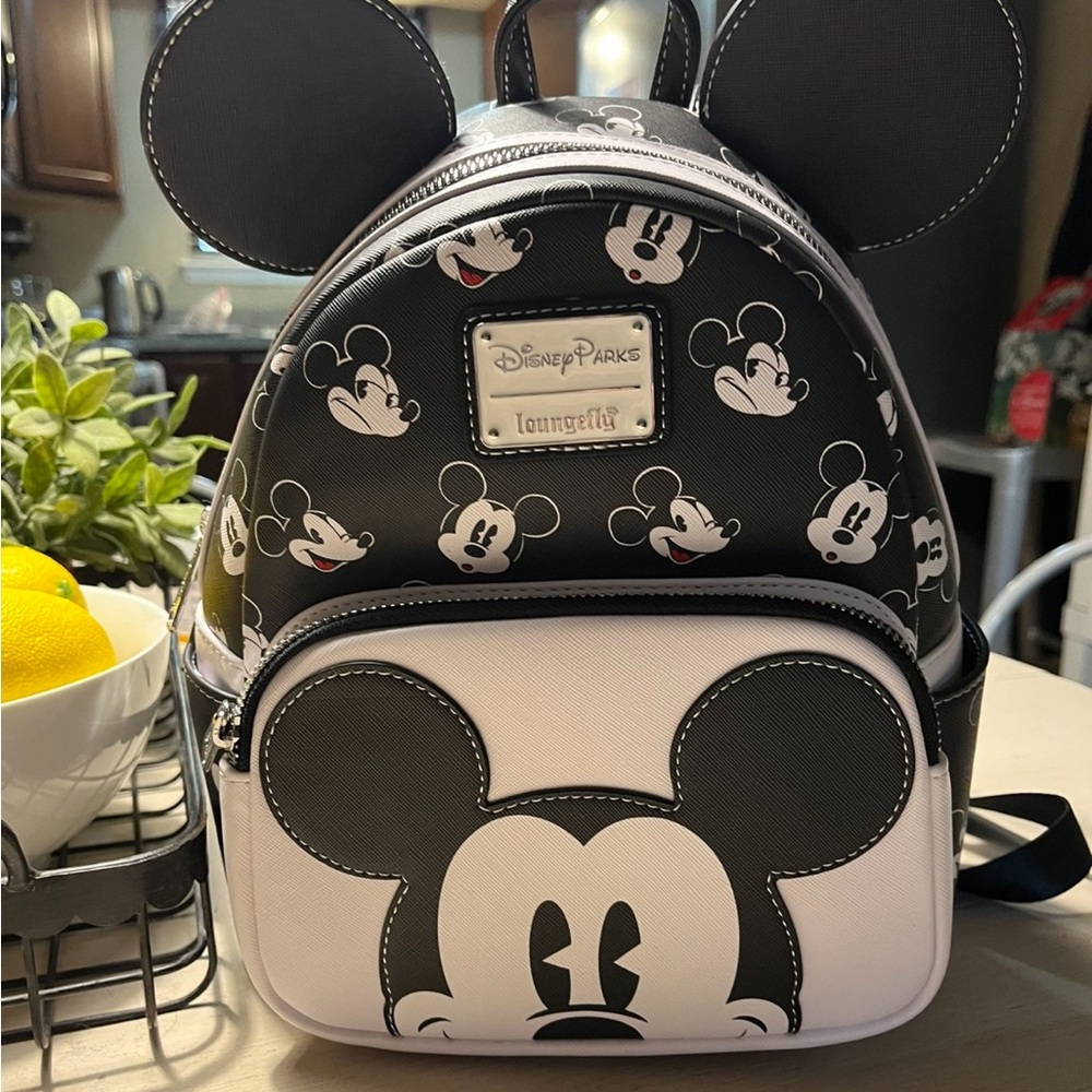 Loungefly Disney Parks Mickey Mouse Black and White Mini Backpack